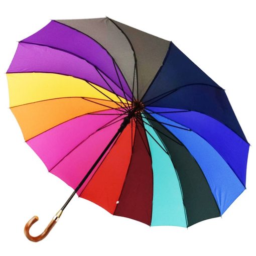 Szivárványos 16 színű esernyő 130 cm átmérő - automata
