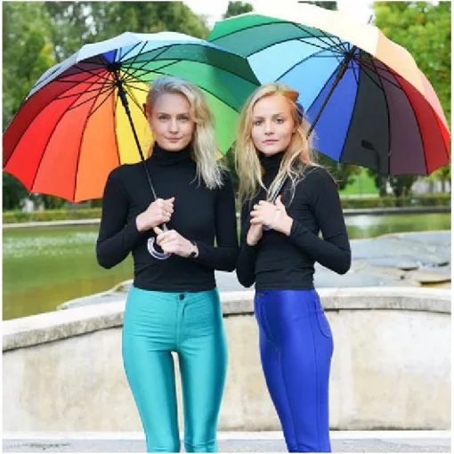 Szivárványos 16 színű esernyő 130 cm átmérő - automata