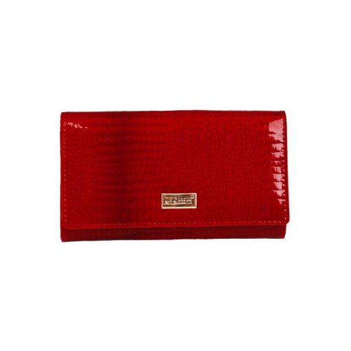 Kroko Mander női pénztárca, piros, kígyómintás, lakkbőr J11-002