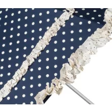 Esküvői fodros kék, krémszínű pöttyökkel - UV szűrős - automata hosszúnyelű esernyő / napernyő - Mary - von Lilienfeld