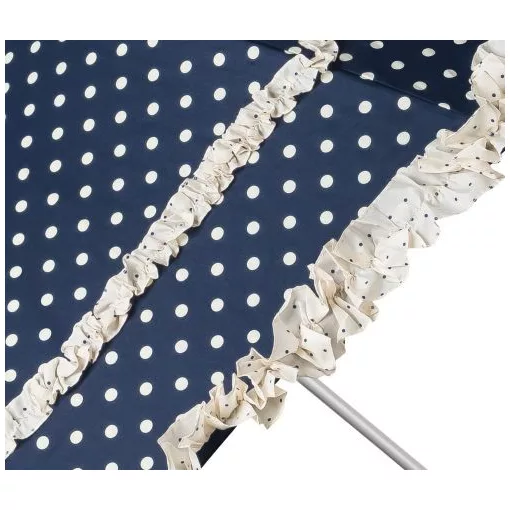 Esküvői fodros kék, krémszínű pöttyökkel - UV szűrős - automata hosszúnyelű esernyő / napernyő - Mary - von Lilienfeld