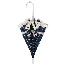 Esküvői fodros kék, krémszínű pöttyökkel - UV szűrős - automata hosszúnyelű esernyő / napernyő - Mary - von Lilienfeld