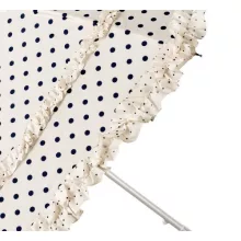 Esküvői fodros elefántcsont színű, kék pöttyökkel- UV szűrős - automata hosszúnyelű esernyő / napernyő - Mary - von Lilienfeld