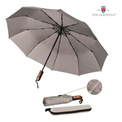 Clark  - UV szűrős - szürke, viharálló, teflon bevonatú, automata összecsukható esernyő / napernyő - von Lilienfeld