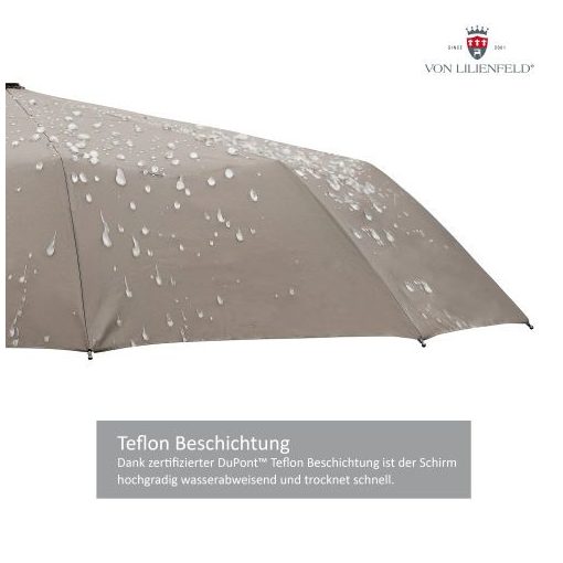 Clark  - UV szűrős - szürke, viharálló, teflon bevonatú, automata összecsukható esernyő / napernyő - von Lilienfeld