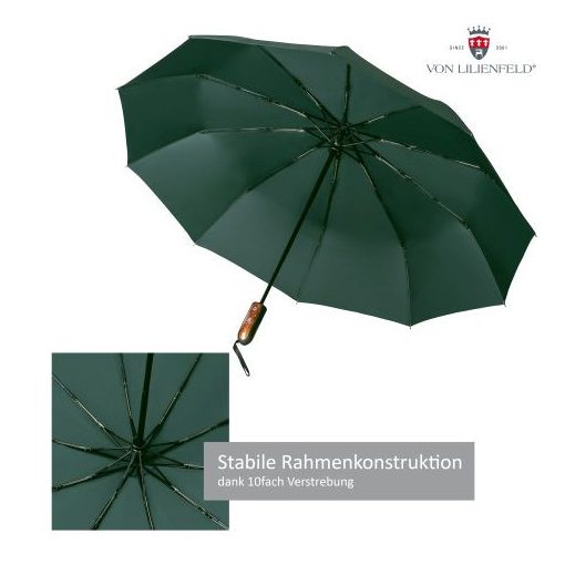 Clark  - UV szűrős - sötétzöld, viharálló, teflon bevonatú, automata összecsukható esernyő / napernyő - von Lilienfeld