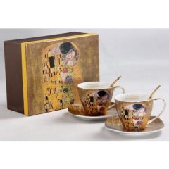   P&P Porceláncsésze+alj kanállal 250ml, 2 személyes, Klimt:The Kiss
