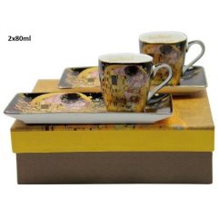   P&P Porceláncsésze oldaltálcával, 2 személyes, 80ml, Klimt: The Kiss