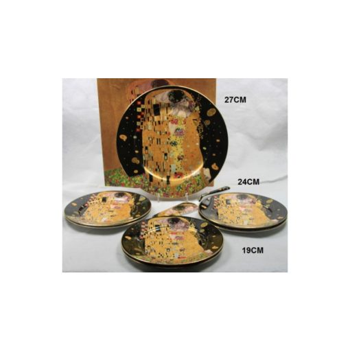 Porcelán süteményes készlet lapáttal, 6 személyes, 27/19cm, Klimt:The Kiss – P&P