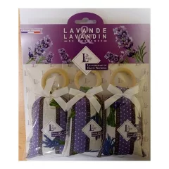   Lavanderaie de Haute Provence Levendulával töltött Lavande zsák fakarikával, 18g, 3db-os szett