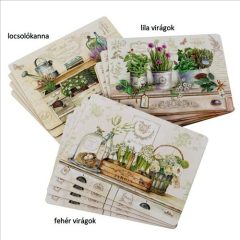   Boltze Parafa tányéralátét 4db-os szett, 40x30cm, tavaszi virágok fehér komódon