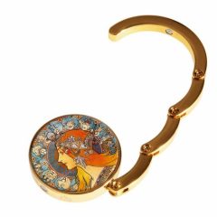 Táskatartó 4,5x4,5x1,5cm, fém keret, Mucha: Zodiak