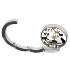   Táskatartó 4,5x4,5x1,5cm, fém keret, Rosina Wachtmeister: Cats Sepia