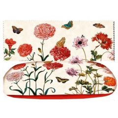   Szemüvegtok textilbevonatú, törlőkendővel, 16x4x6,5cm, maria Sibylla Merian