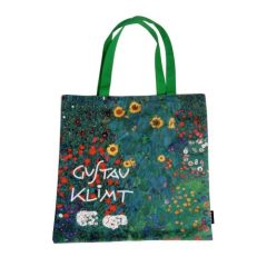   Textil bevásárlótáska 38x40cm, polyester, Klimt: Kert napraforgókkal
