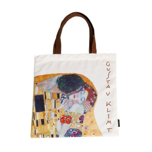 Textil bevásárlótáska 38x40cm, polyester, Klimt: The Kiss