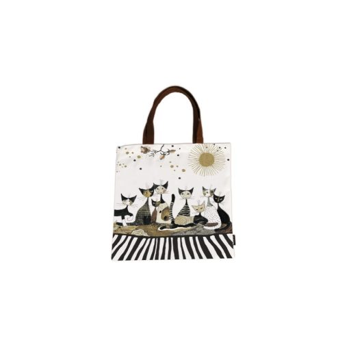 Textil bevásárló táska 38x40cm, polyester, Rosina Wachtmeister:Cats Sepia – Fridolin