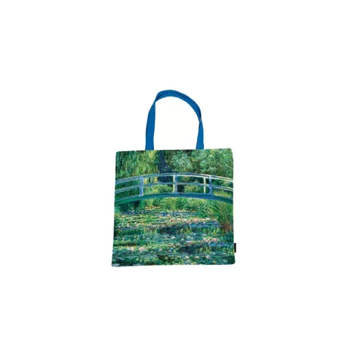Textil bevásárlótáska 38x40cm, polyester, Monet: Híd a tavirózsák felett – Fridolin