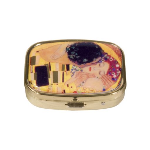 Gyógyszeres fémdoboz 2 fakkos, 5,1x1,8x3,6cm, Klimt:The Kiss – Fridolin