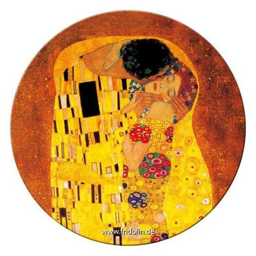 Táskatükör fém, egyoldalas, 7,6cm, Klimt: The kiss