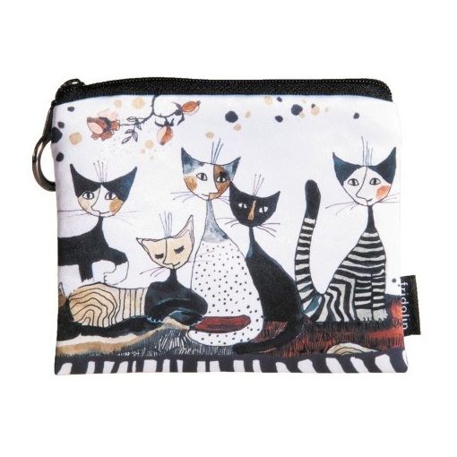 Mini pénztárca, polyester, 12x1,5x10cm, Rosina Wachtmeister: Cats Sepia