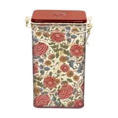   Csatos fémdoboz, dombornyomott, 11x18x7,4 cm, William Morris: Rózsa – Fridolin