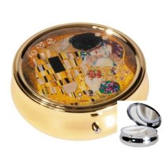   Fridolin Gyógyszeres fémdoboz 3 fakkos, 6x2,1cm, Klimt:The Kiss