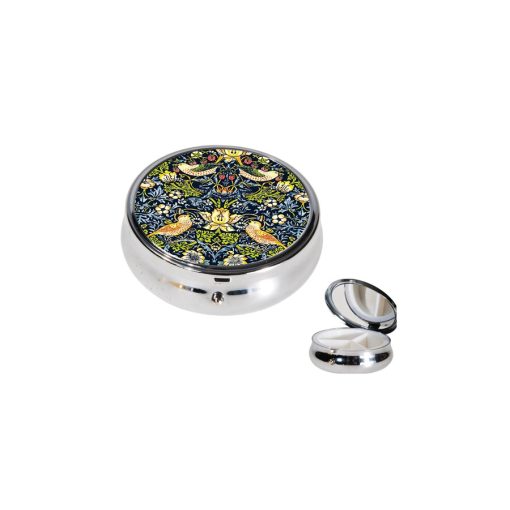 Gyógyszeres fémdoboz 3 fakkos 6x2,1cm, William Morris: The strawberry tief – Fridolin