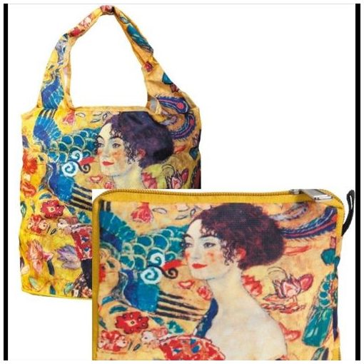Táska a táskában, polyester, Klimt: Lady with Fan, 42x48cm, összehajtva 16x13cm