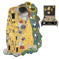   Hűtőmágnes (MDF lap) 5,5x7,5cm, Klimt: The Kiss mit Sonnenblumen