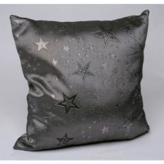   Párna töltelékkel 45x45cm, szürke, ezüst csillagos, polyester