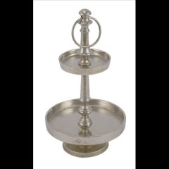   Alumínium 2 emeletes kínáló állvány ezüst színű, 16x16x29cm