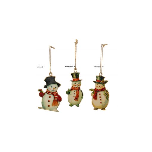 Fémlap függődísz 7x1x10,5cm, hóemberek – Gehlmann