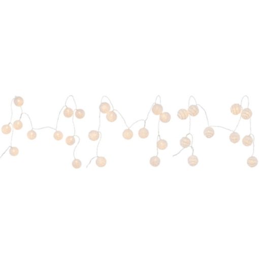 LED-es girland fehér hógolyókkal, 200x5x5cm, műanyag – Gehlmann