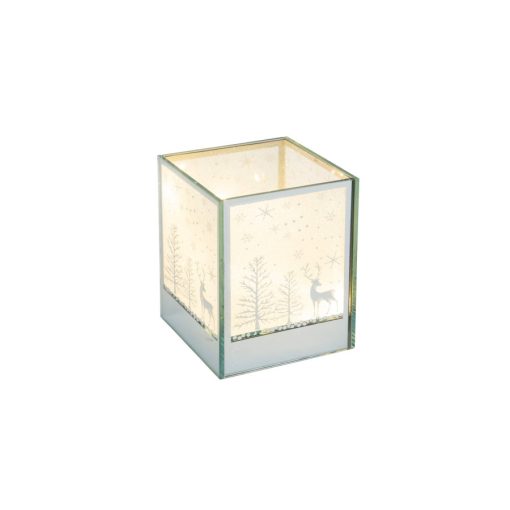 Ezüst színű LED-es átvilágítós üveg 10x10x12cm – Gehlmann