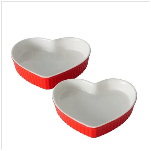 Boltze Porcelán pitesütő szív formájú, 2 részes, 22x22x4,5cm/19x20x3,5cm, hőálló 250°C-ig