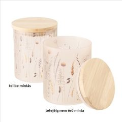   Boltze Üveg konyhai tároló fatetővel, 10,5x13cm, 750ml, búzakalászos