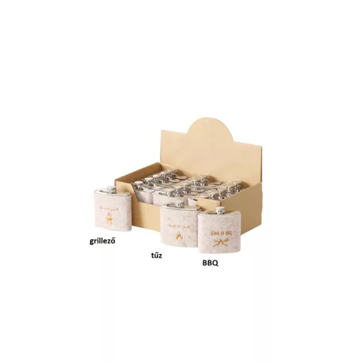 BBQ laposüveg 170ml, fém (rozsdamentes acél), textil bevonattal, 3x11x9,8cm – Boltze
