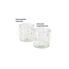 Üveg mécsestartó méhecskés, 12x14,5cm, Honey – Boltze