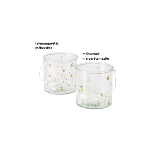 Üveg mécsestartó méhecskés, 12x14,5cm, Honey – Boltze