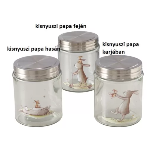 Üveg konyhai tároló fémtetővel, 12x10cm,625ml, Bunny – Boltze
