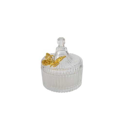 Üveg tárolótégely 12x10cm, pillangóval, Farfalla – Boltze