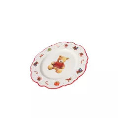   Porcelán desszerttányér 20,5cm, piros pulcsis macival, Bailey – Boltze