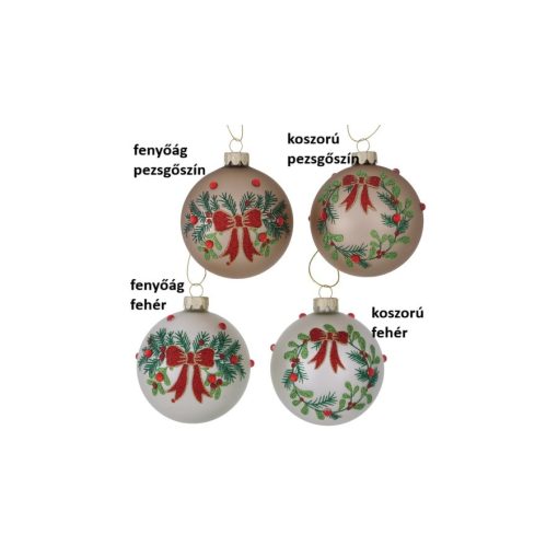 Üveggömb 8cm, piros masnis, Tradio – Boltze