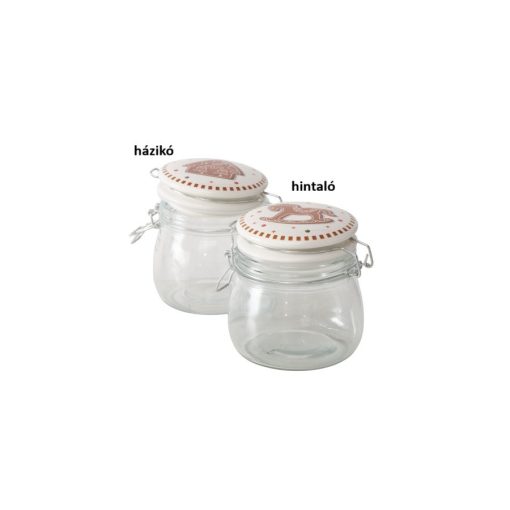 Üveg konyhai tároló csatos tetővel, 13,5x11x11,5cm,450ml, Ginger – Boltze