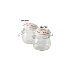   Üveg konyhai tároló csatos tetővel, 11,5x11x13,5cm,450ml, piros pulcsis macival, Bailey – Boltze