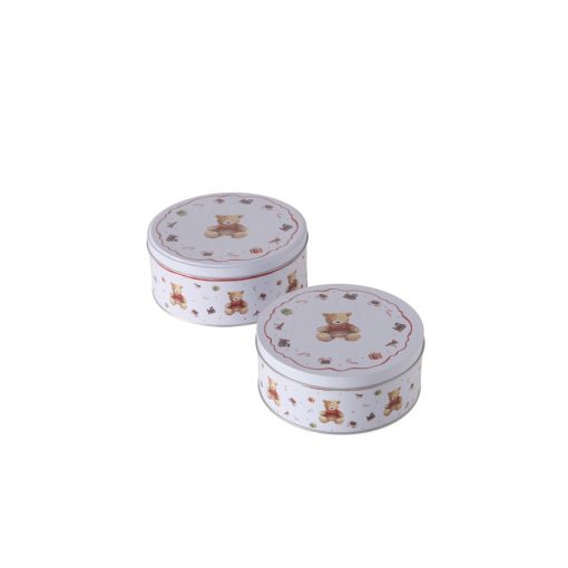 Fémdobozszett 7x16/8x18cm, piros pulcsis macival, Bailey – Boltze