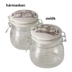   Üveg konyhai tároló csatos tetővel, 13x11x10,5cm,450ml, hóemberes, Frosty – Boltze