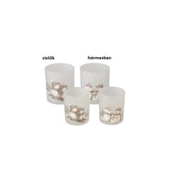   Üveg mécsestartó szett 2 db-os, 7x8,4/9x10,3cm, hóemberes, Frosty – Boltze
