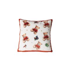   Párna töltött,45x45cm, polyester, piros pulcsis macival, Bailey – Boltze